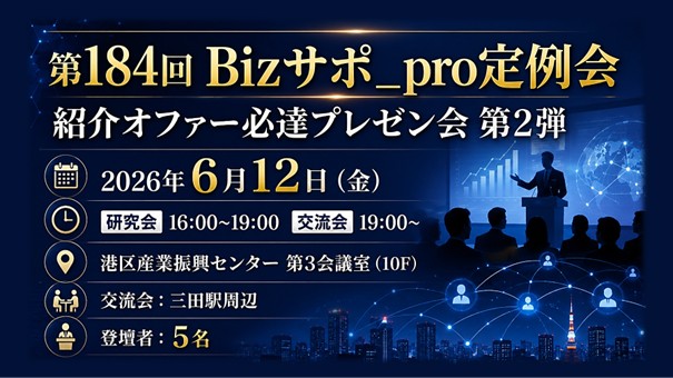 第184回 Bizサポ_pro定例会 紹介オファー必達プレゼン会 第2弾